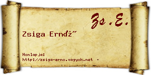 Zsiga Ernő névjegykártya